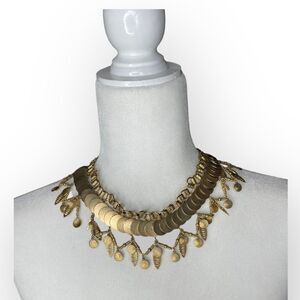 Elizabeth Cole Women's Gold Fringe Collar Necklace in Golden Glow